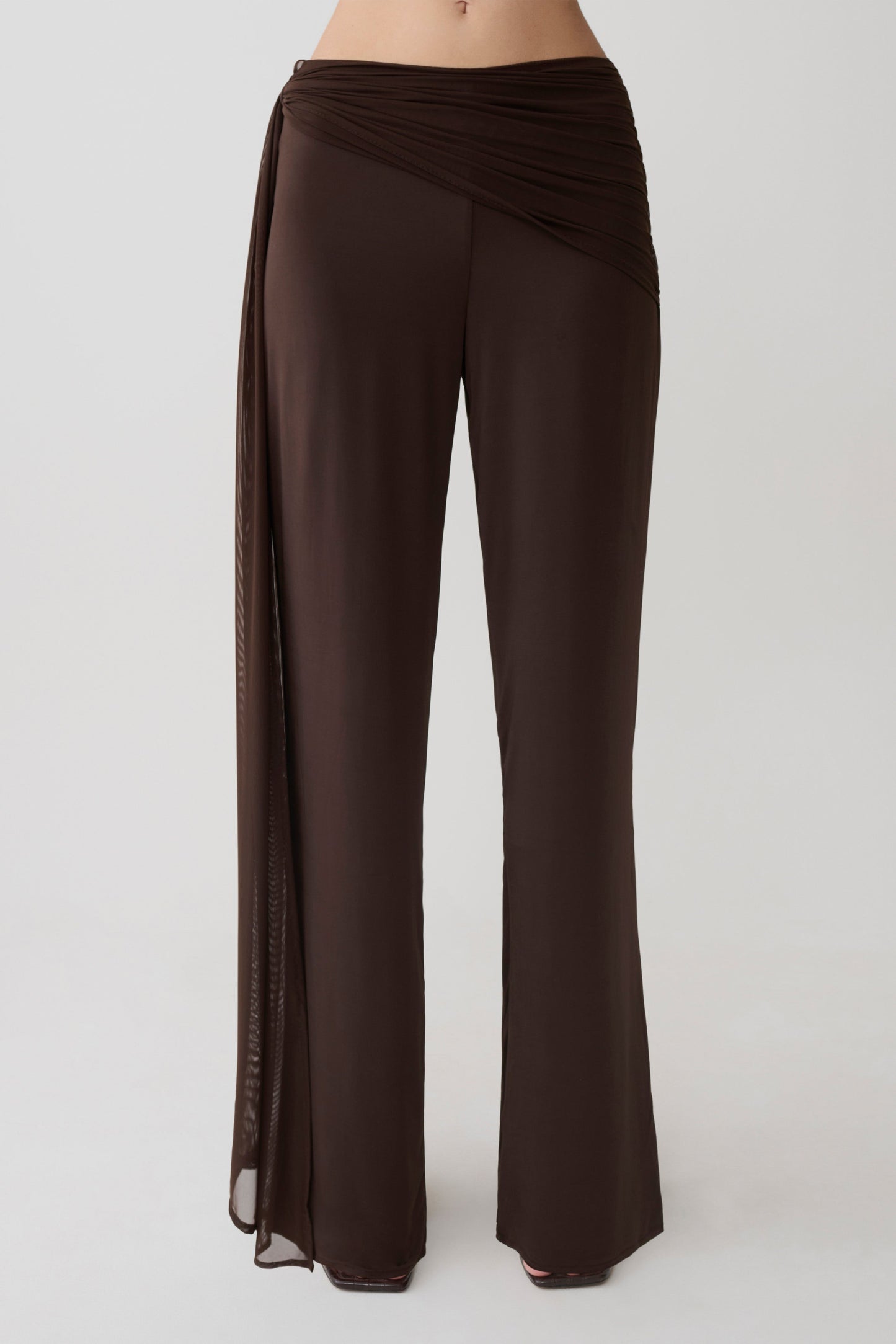 Aspyn Slinky Gathered Wide Leg Pants - Schokolade