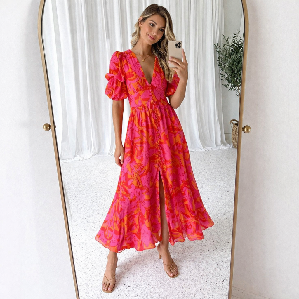 VIVIENNE | Paloma - Maxi Kleid mit Puffärmeln