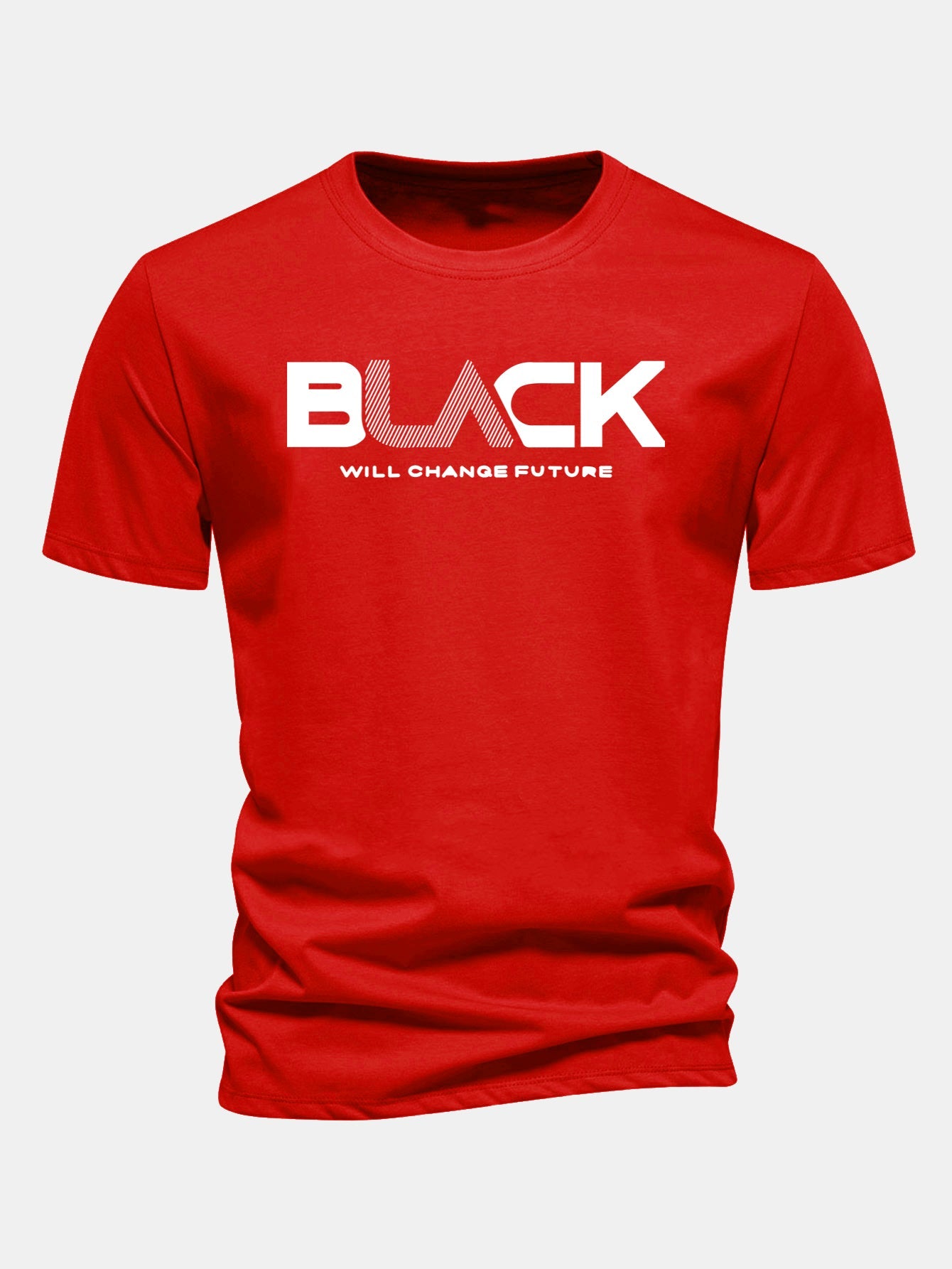 Regulär geschnittenes schwarzes Druck Baumwoll-T-Shirt