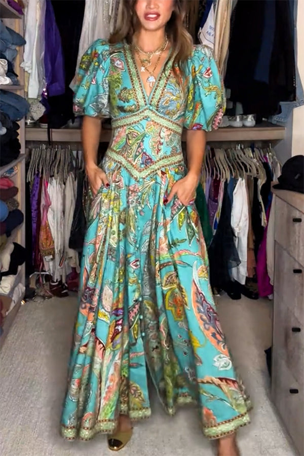 Noor™ - Verfeinerte Lange Kleid mit Puffärmeln