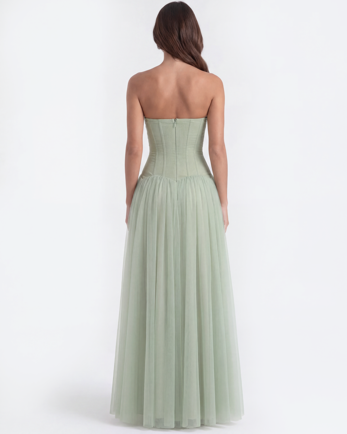 Trägerloses langes Kleid mit Korsett