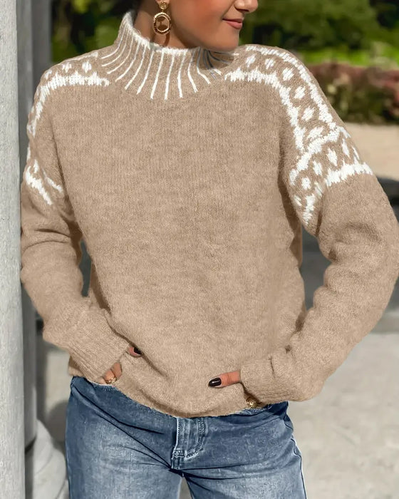 Livia Gestrickter Pullover – Warmer Damen-Strickpullover mit Skandinavischem Muster
