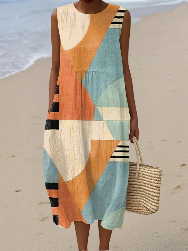 LUNA | GEOMETRISCHES MODERNES MIDI-KLEID