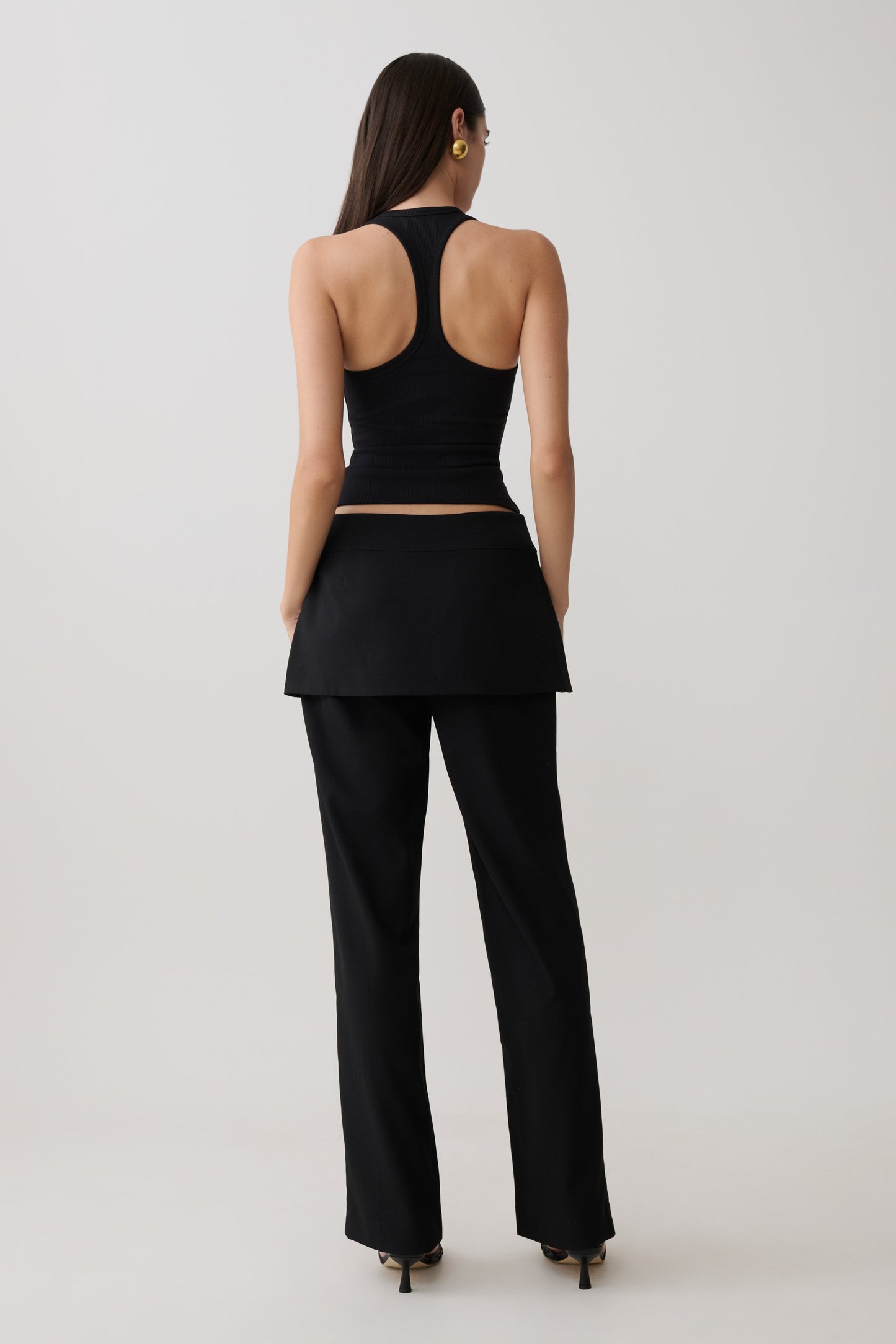 Schauspielerin Ribbed Tank - Schwarz
