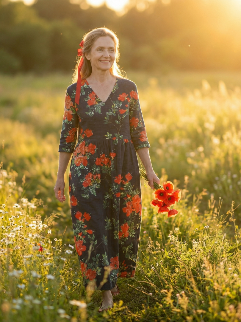 Petra | Florales Midikleid mit weichem Fall
