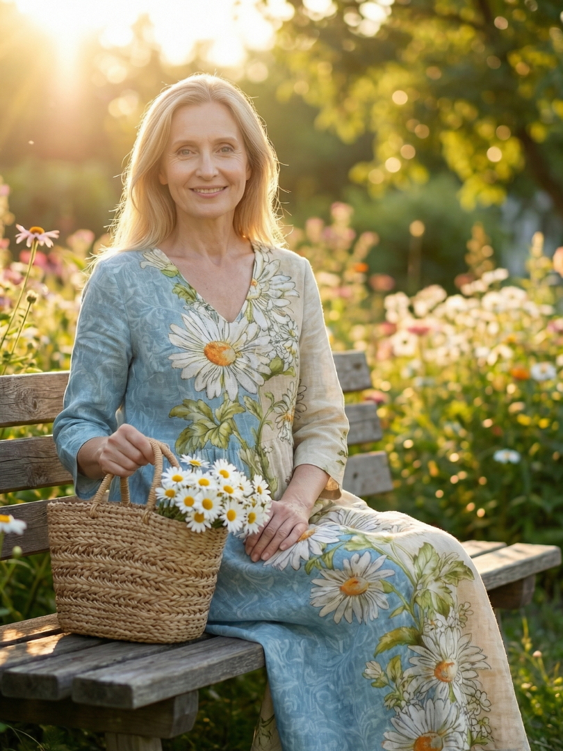 Annika | Leichtes Gänseblümchen Midikleid