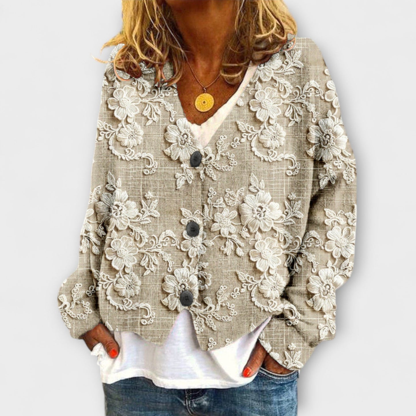 AlpenNord™ | Floral Patterned Strickjacke