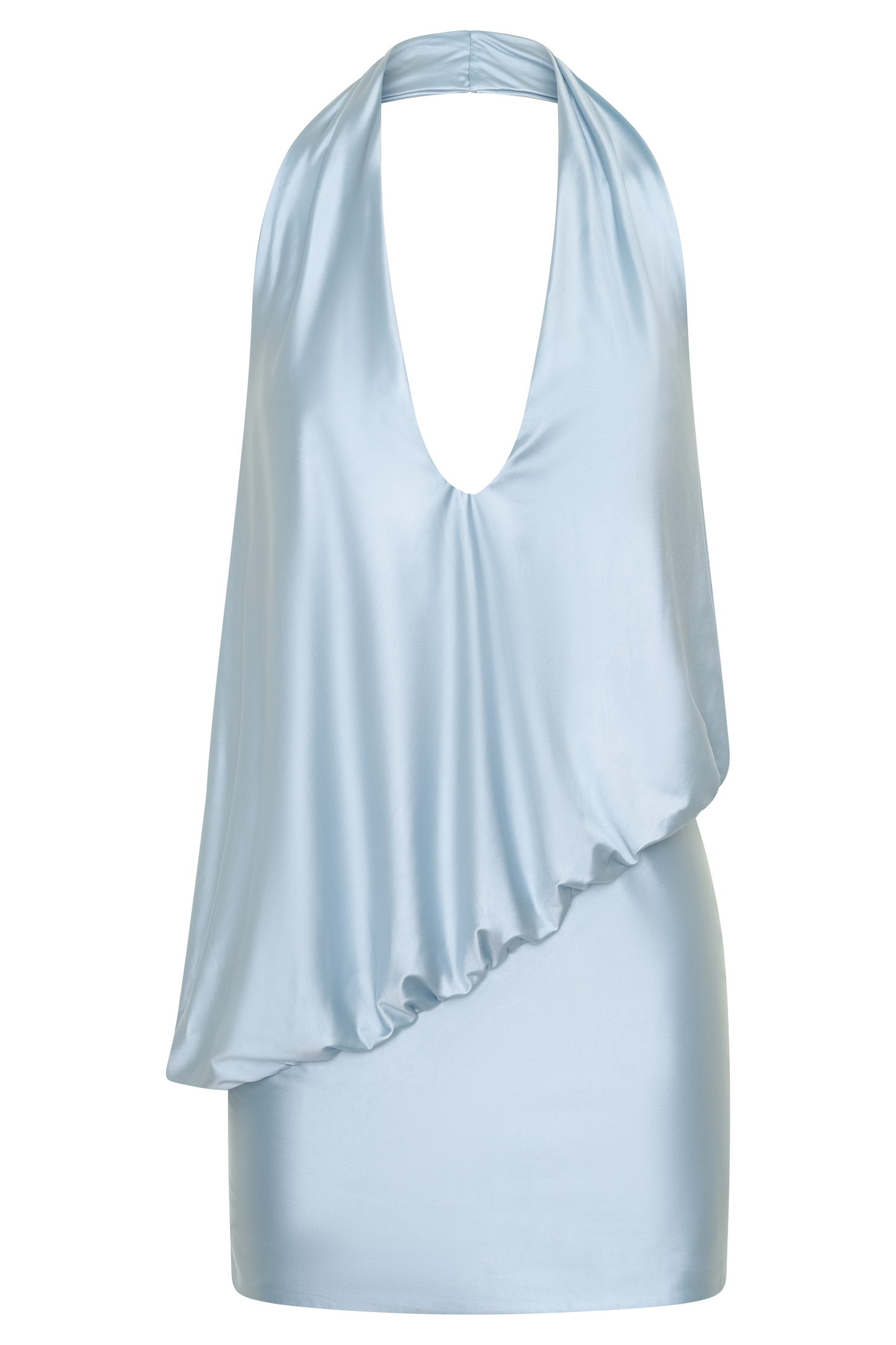 Arabel Drapiertes Halter-Minikleid - Hellblau