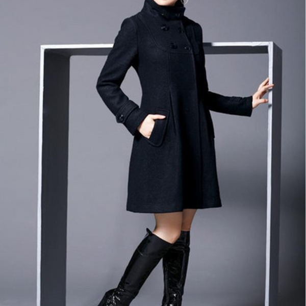AlpenNord™ | Langer Damenmantel mit Knöpfen