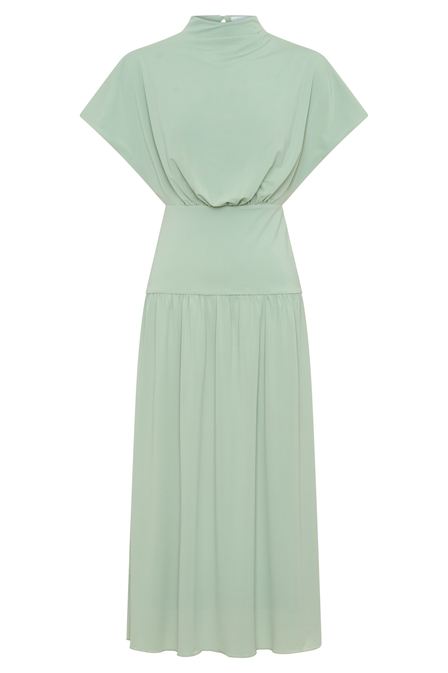 Ailla Hoher Hals Cowl Midi Kleid - Aqua Grau