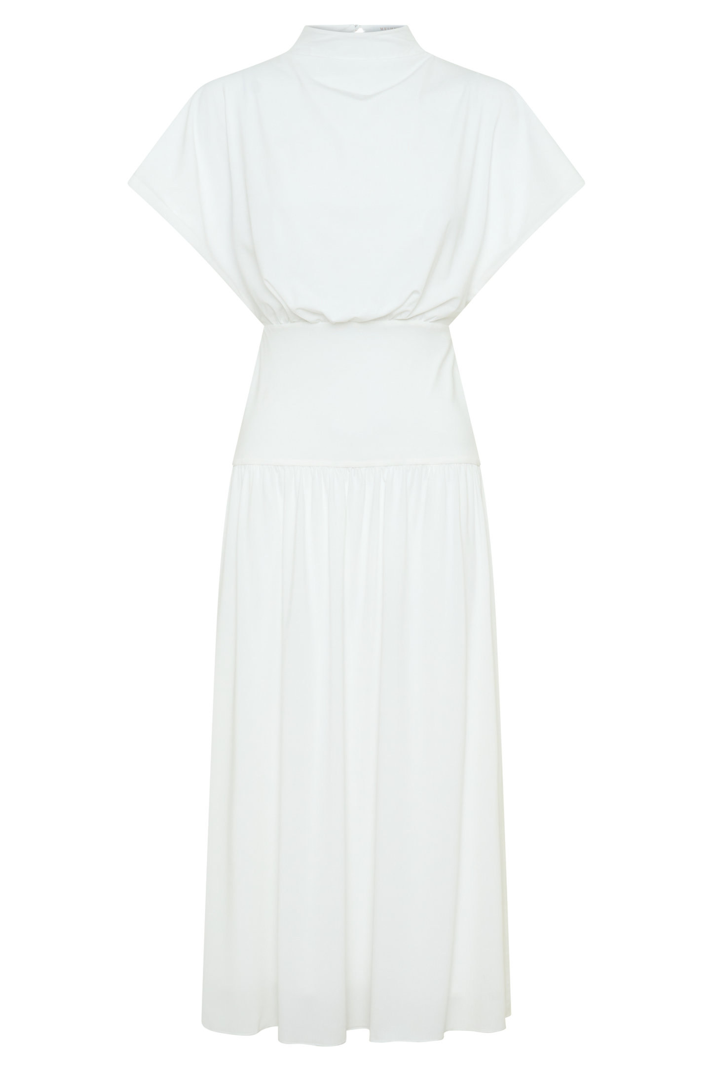 Ailla Hochkragen Cowl Midi Kleid - Weiß