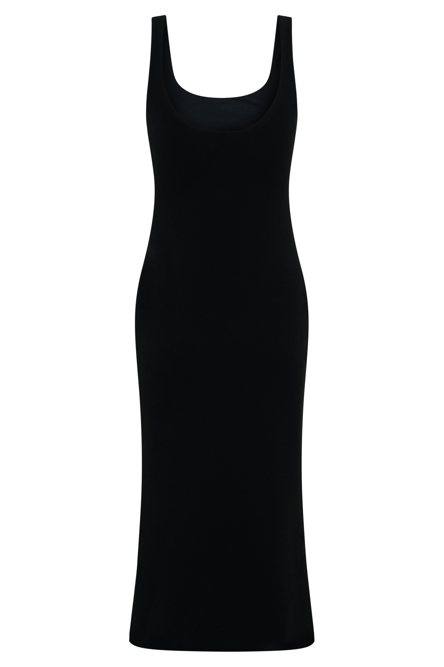 Allyra Scoop Stretch Crepe Midi Kleid - Schwarz