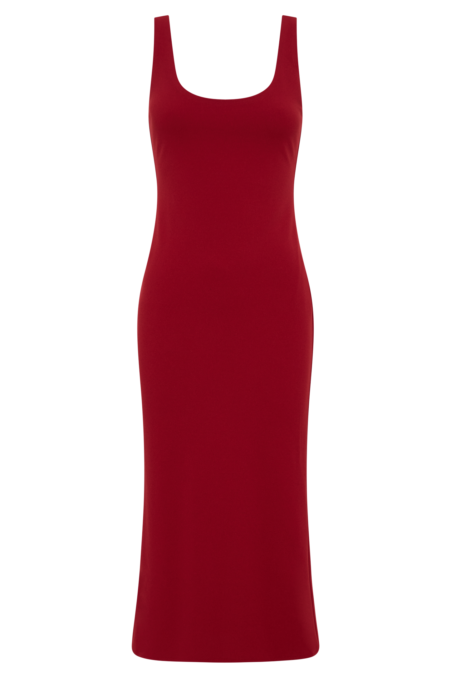 Allyra Scoop Stretch Crepe Midi Kleid - Rot