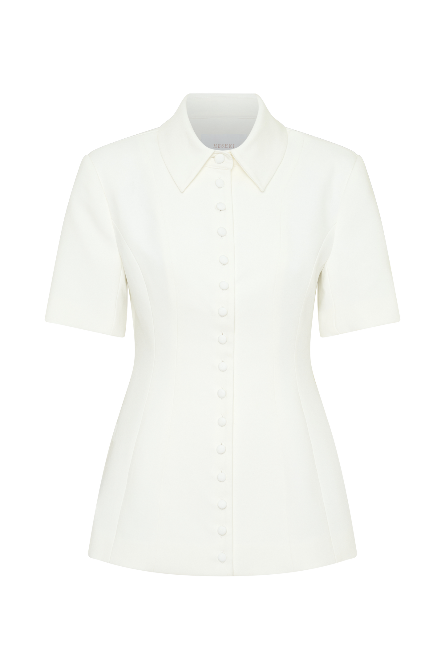 Ariella Kurzarm-Bluse mit Knöpfen - Weiß