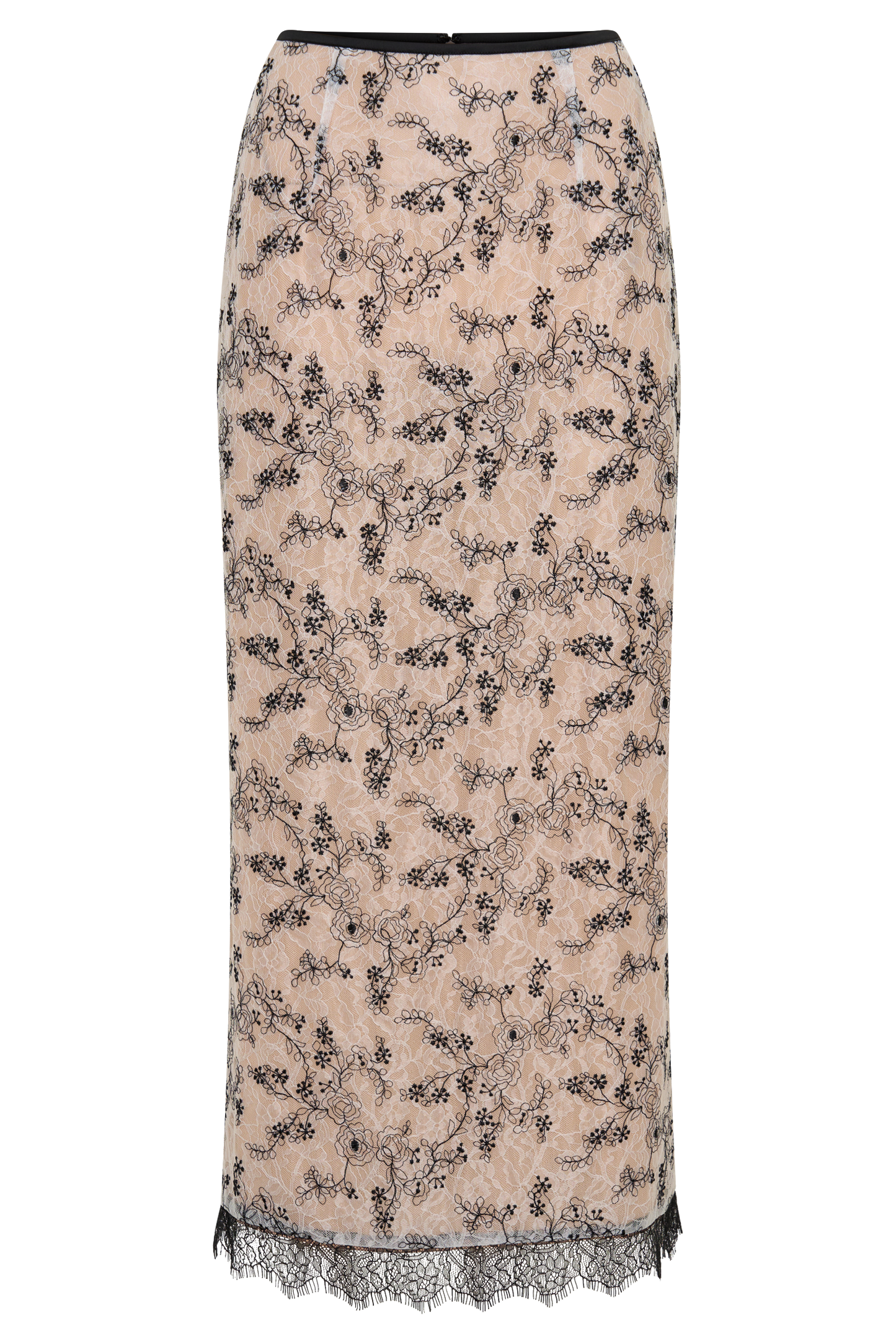 Kimberly Spitzen Bleistift Midi Rock - Nude Spitze