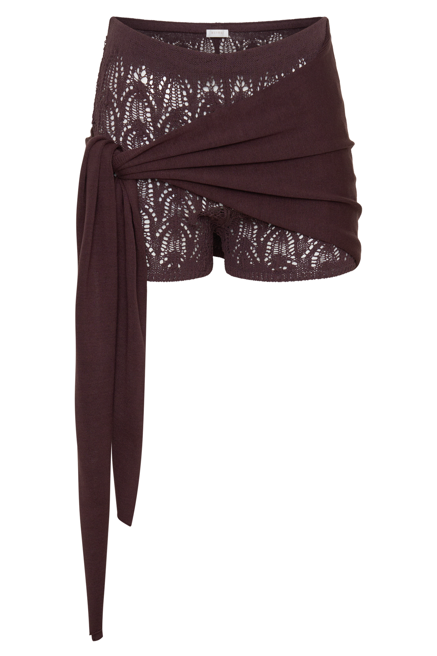 Liora Häkel-Shorts mit Strick-Overlay - Schokolade
