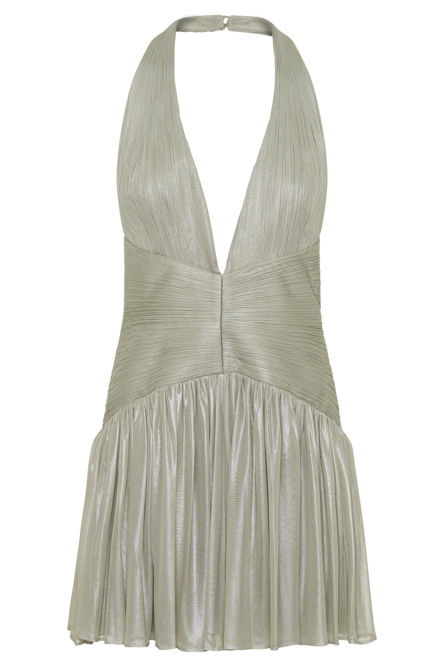 Lucille Halter Plissiertes Mini-Kleid - Silber
