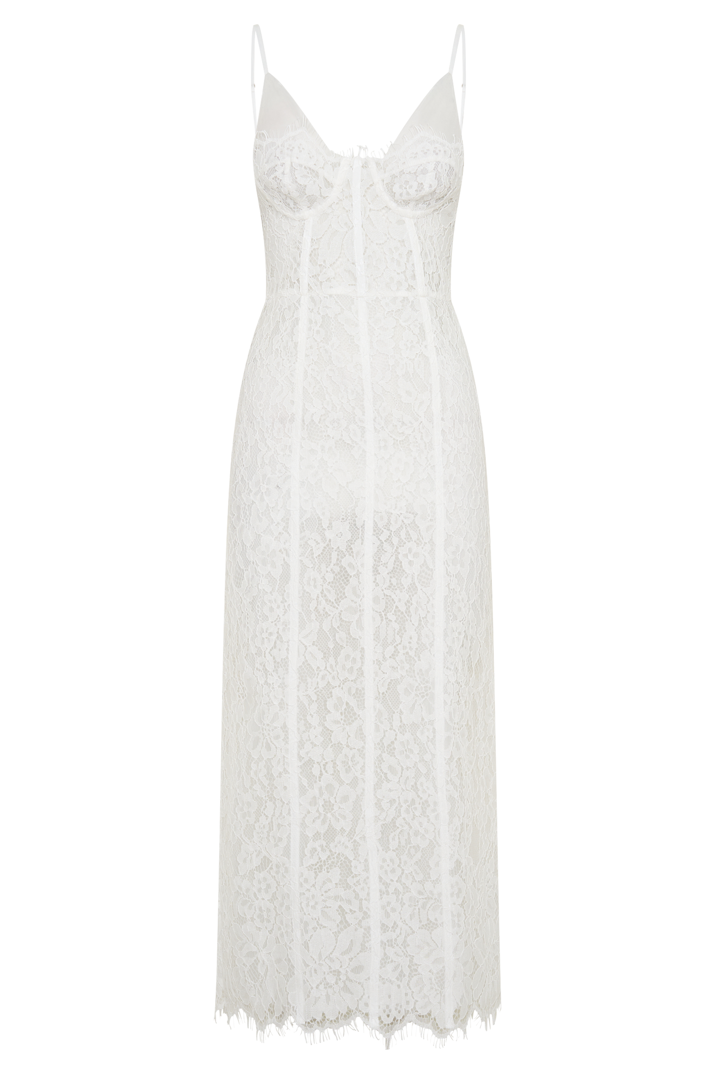 Ottilie Spitzen- und Mesh-Midikleid - Weiß