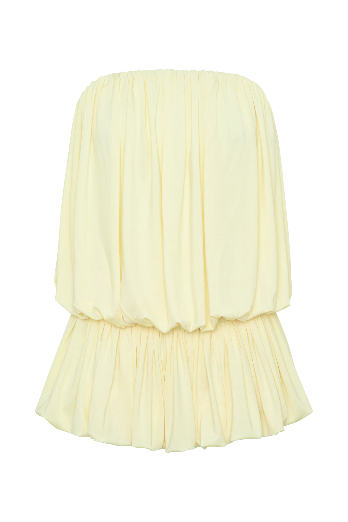 Safiya Strapless Gathered Bubble Mini Kleid - Zitrone