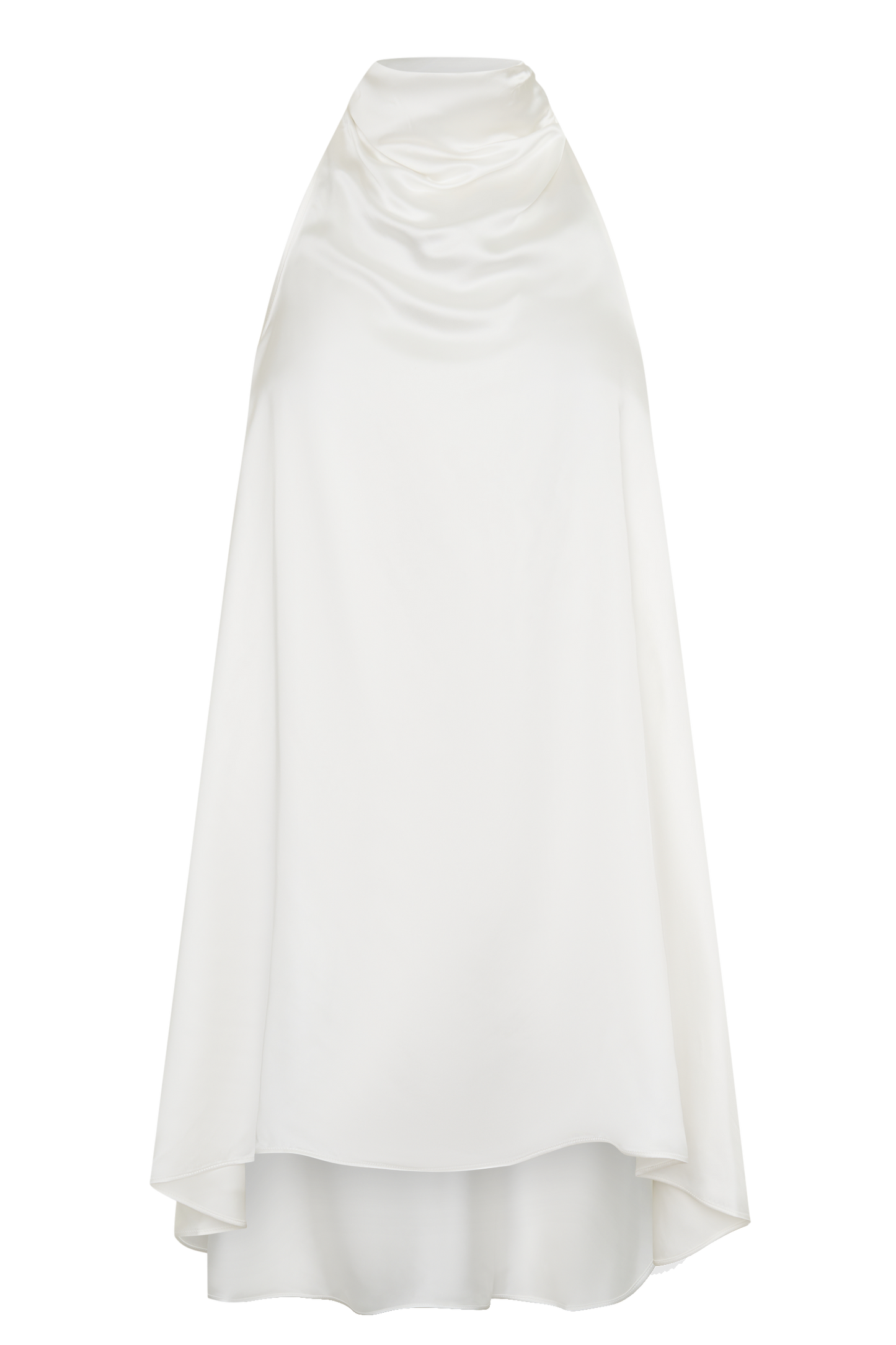 Sydney Asymmetrisches Satin-Halter-Mini-Kleid - Elfenbein