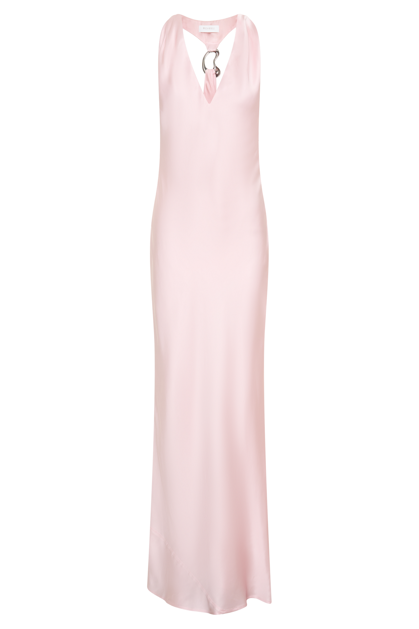 Winnie Halter Satin Maxi Kleid mit Hardware - Zartrosa