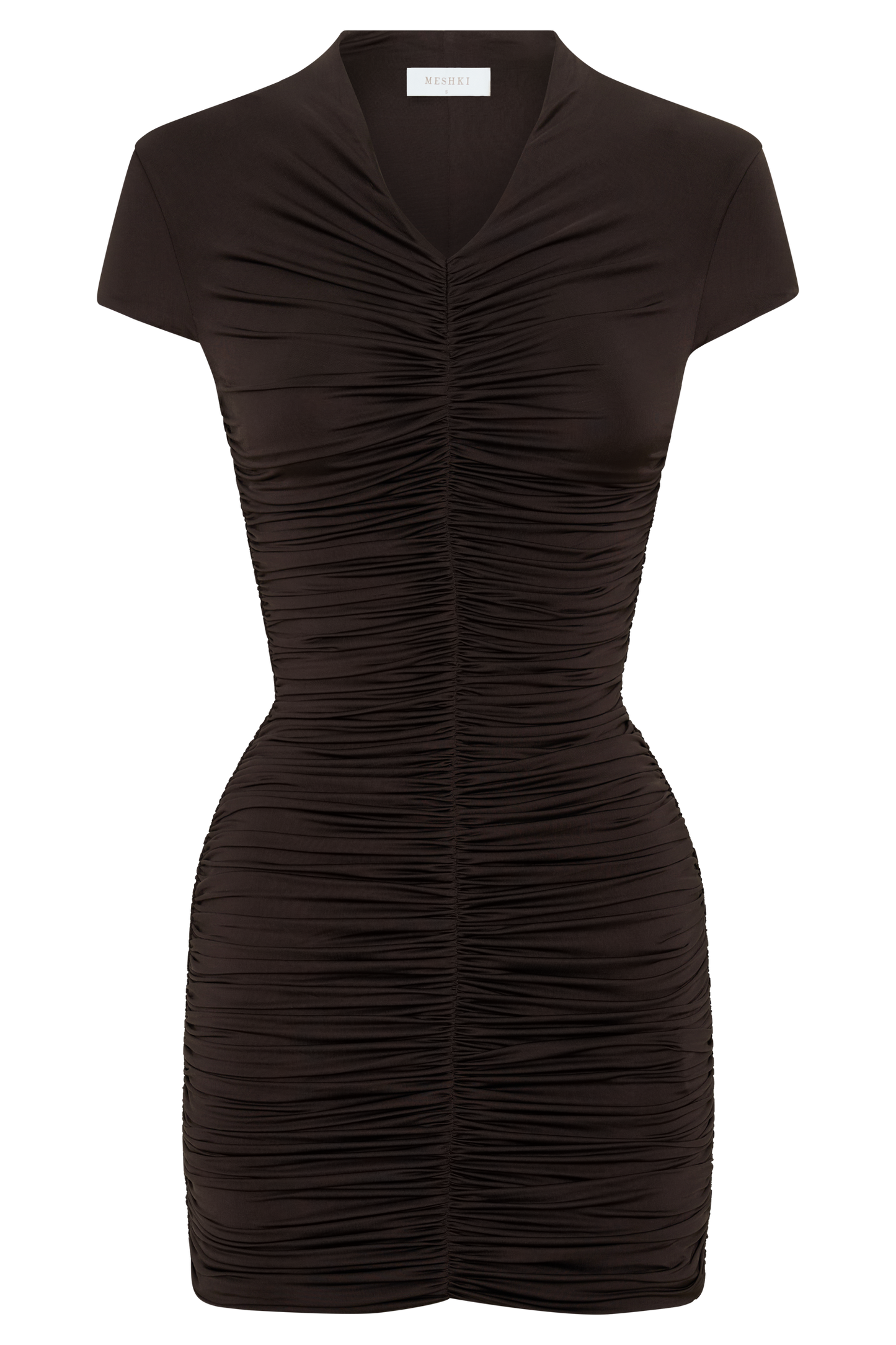 Alphine Gathered Kurzarm-Minikleid - Schokolade