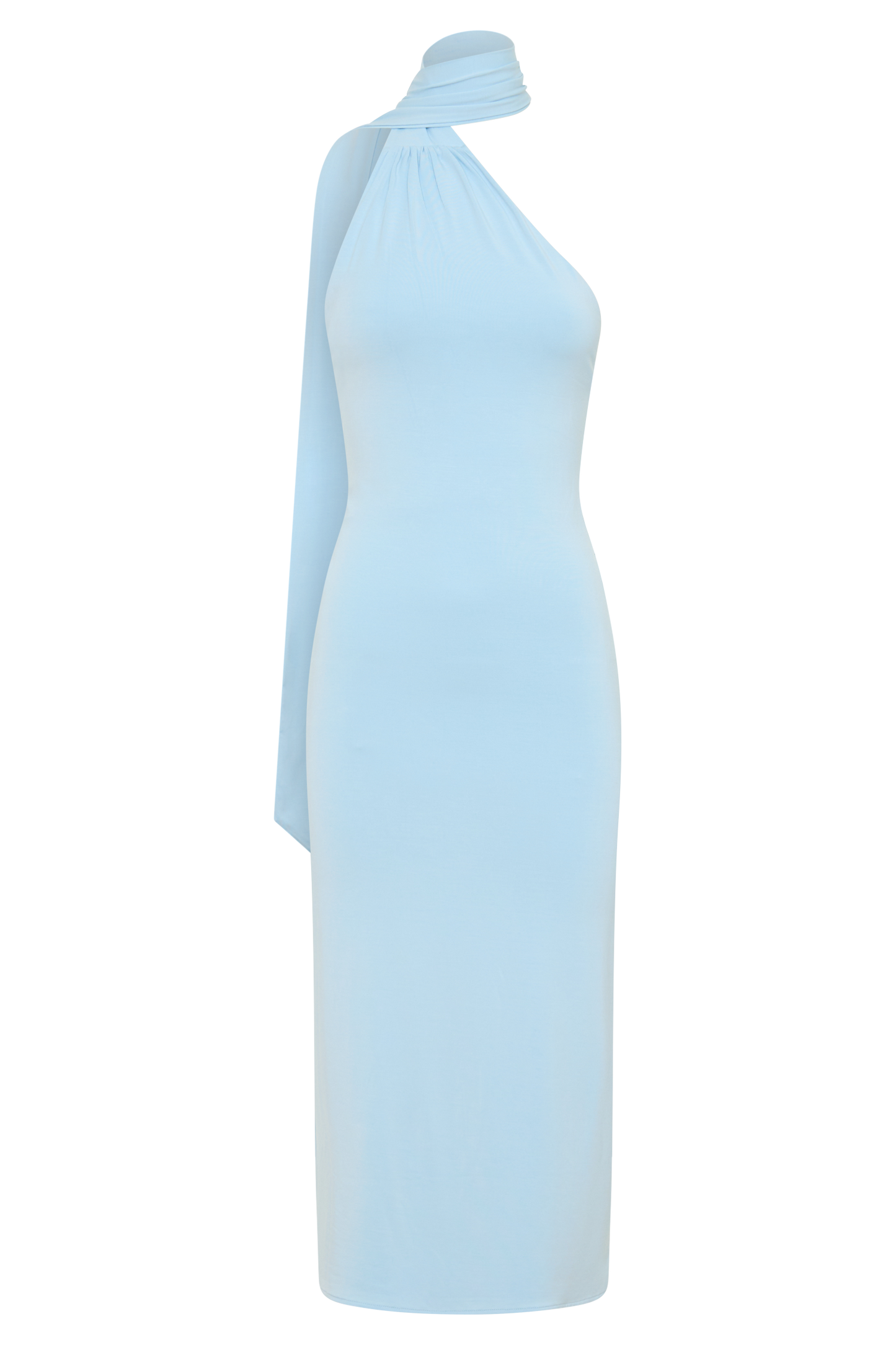 Jemma Ein-Schulter-Bindung Midi-Kleid - Hellblau