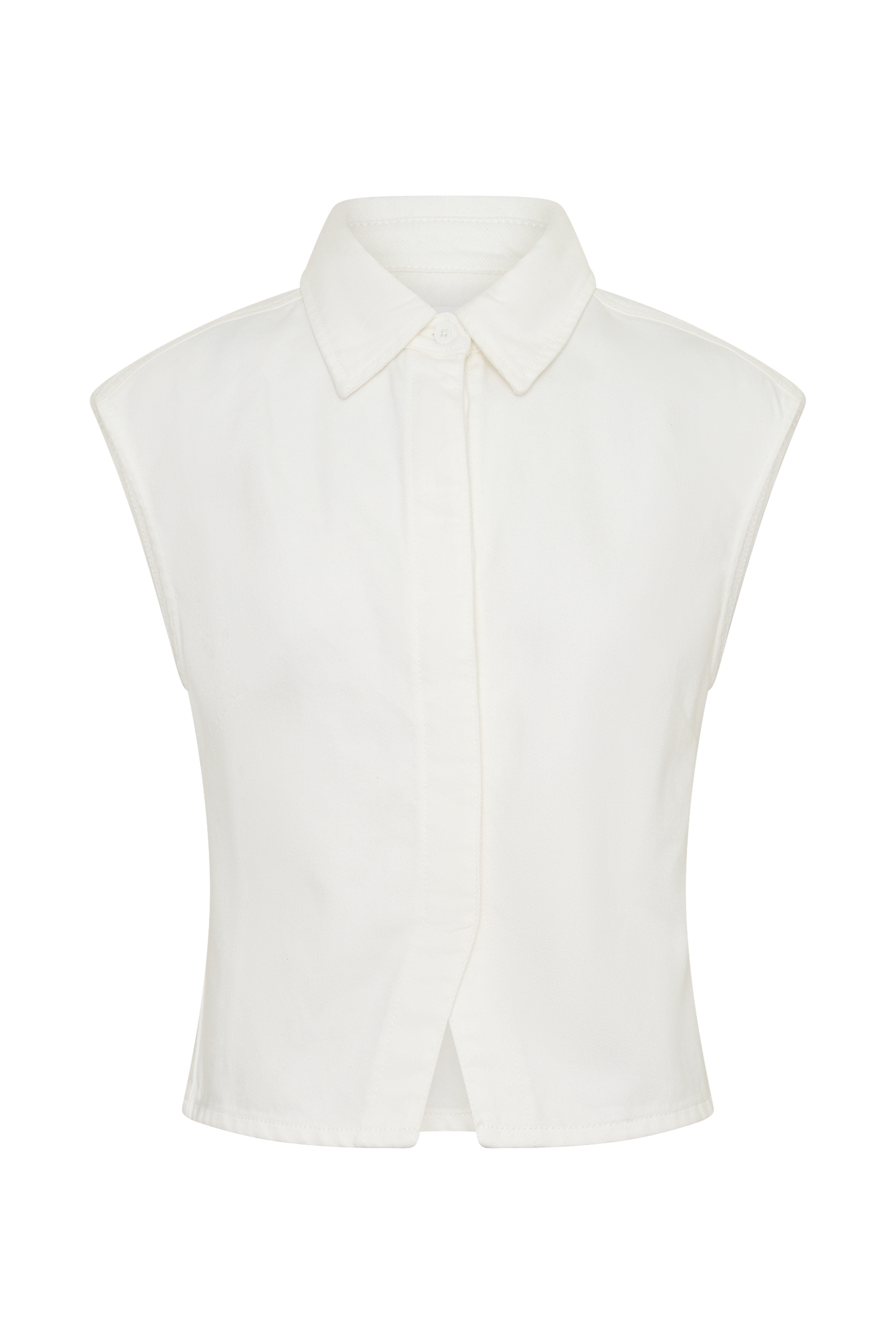 Jeremy Collared Denim Longline Top - Weiß
