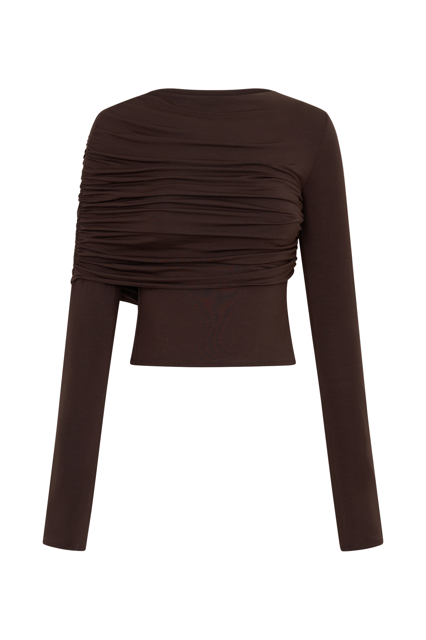 Keaton Modal Langarm Overlay-Oberteil - Espresso