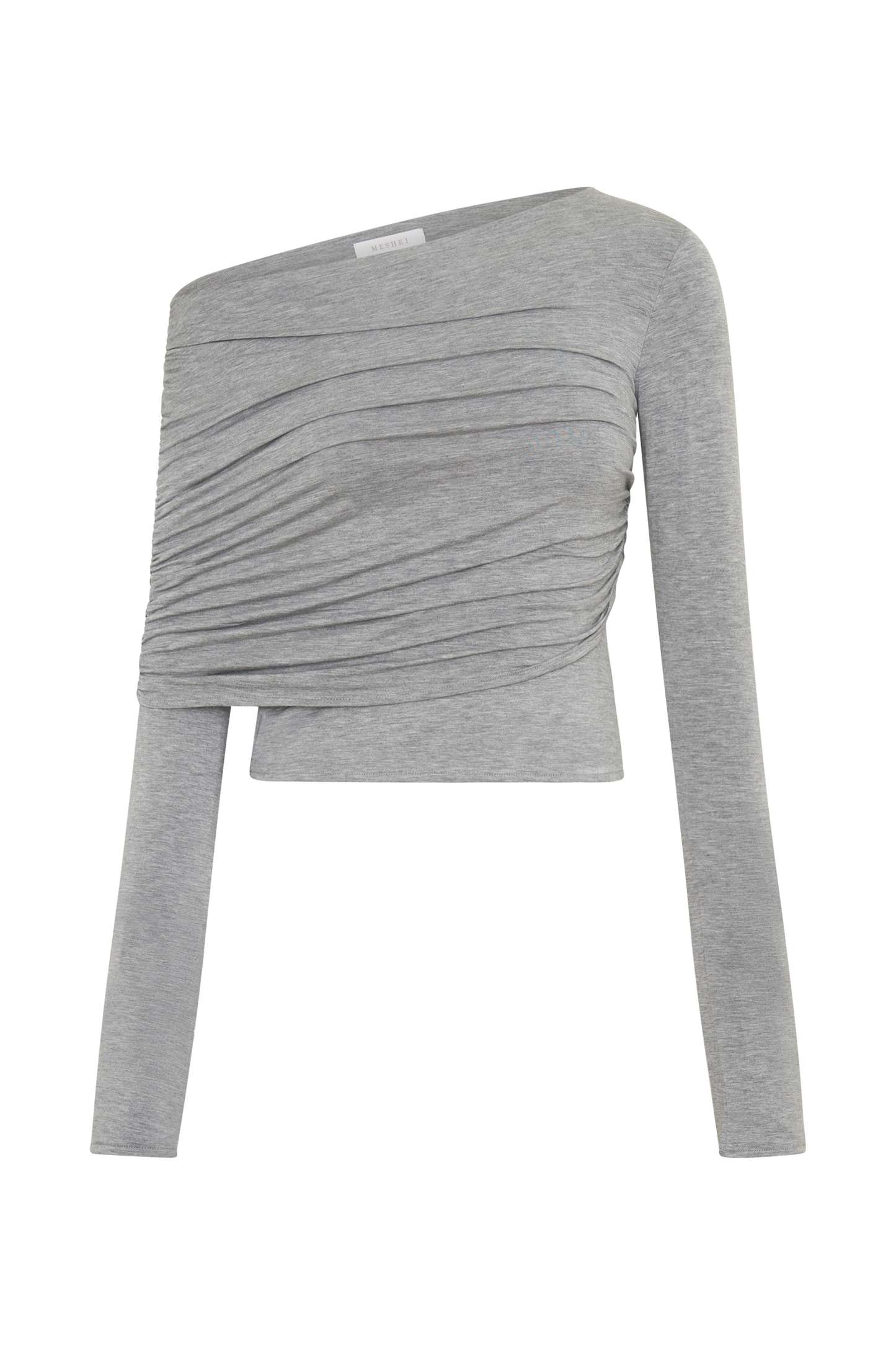 Keaton Modal Langarm-Overlay-Top - Grau Melange