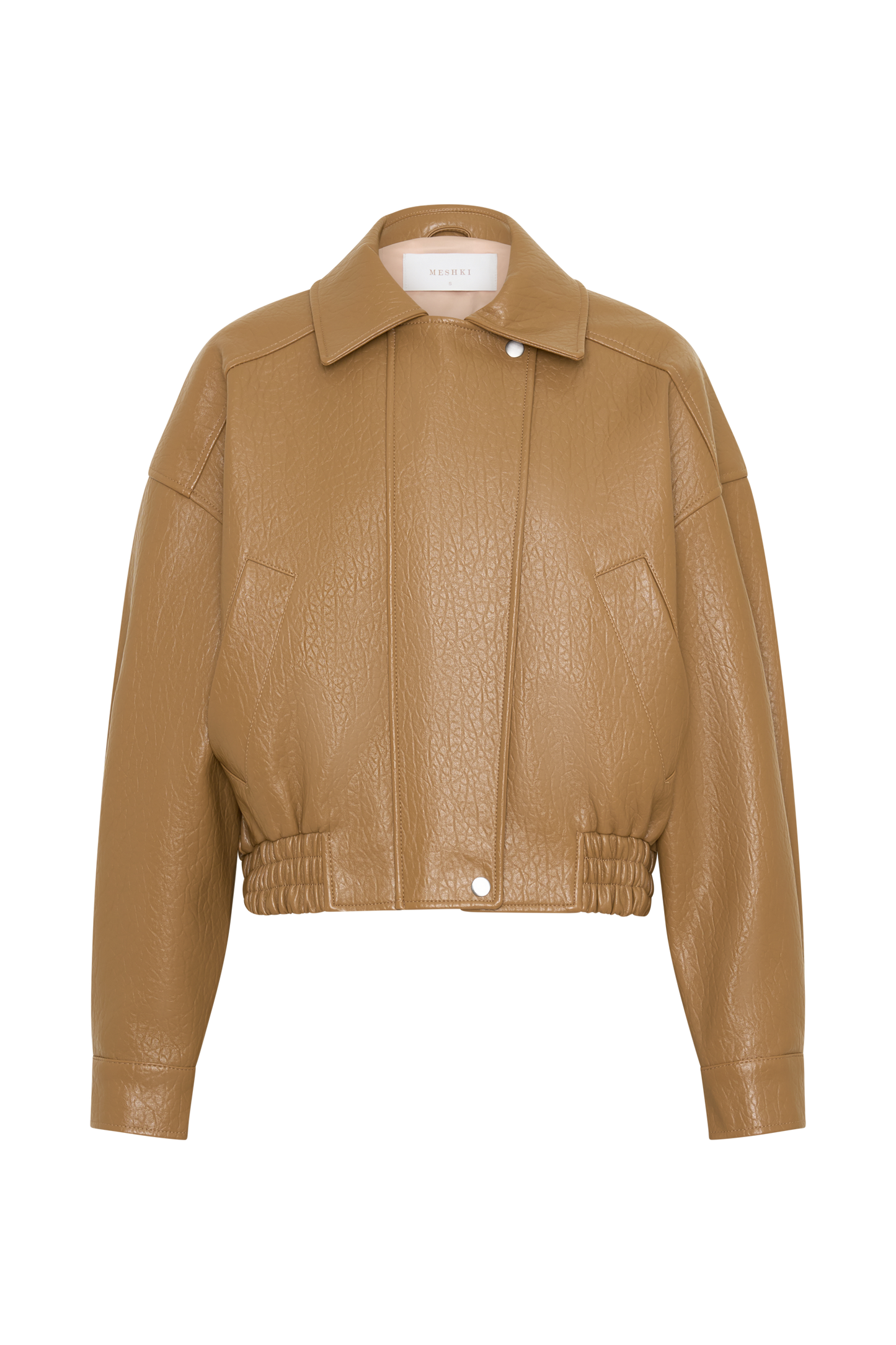 Paige Kunstleder Cropped Jacke - Beige