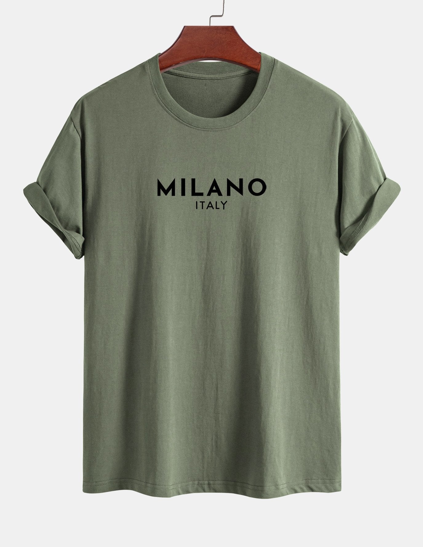 Regulär geschnittenes Milano Italien Druck Baumwoll-T-Shirt