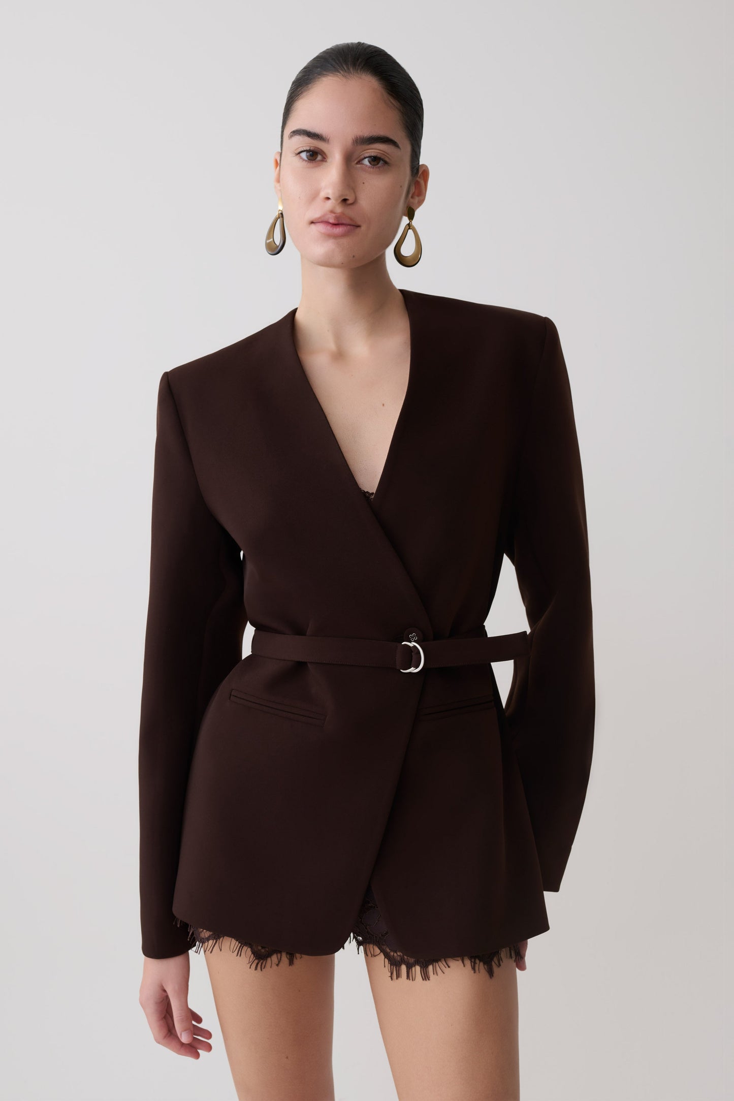 Darcie Drop Shoulder Anzugblazer - Dunkle Schokolade