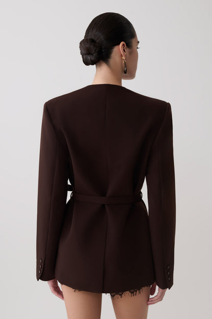 Darcie Drop Shoulder Anzugblazer - Dunkle Schokolade