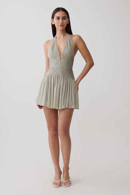 Lucille Halter Plissiertes Mini-Kleid - Silber