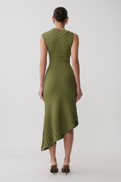Milasandra Plissiertes Strickkleid - Oliv