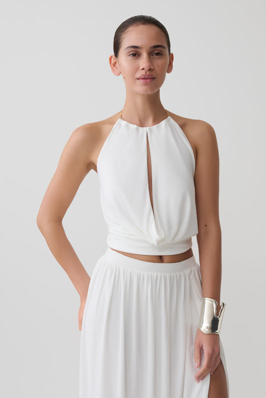 Banks Halter Neck Top mit Hardware - Weiß
