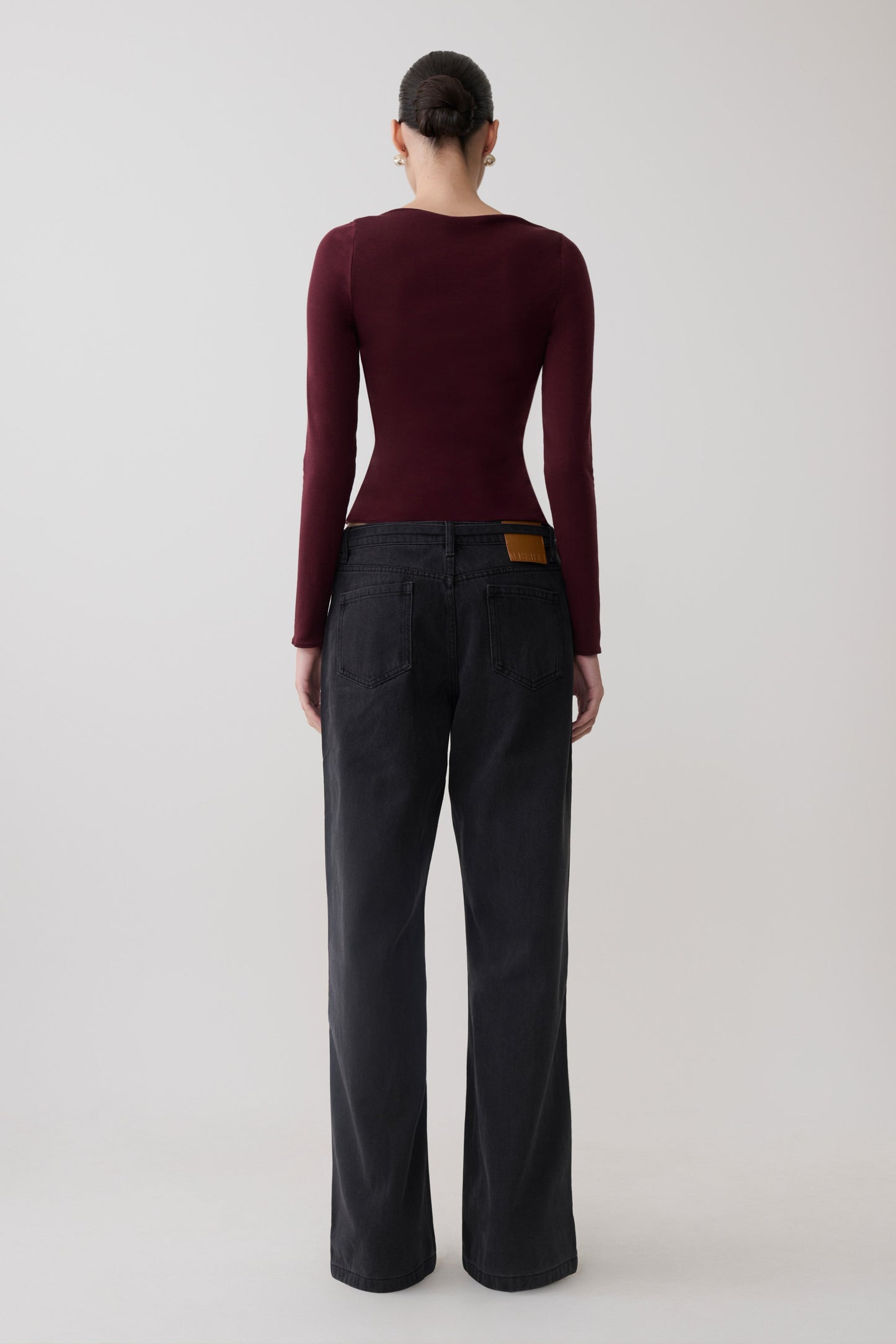 Coraline Langarm-Transparente Bluse - Burgunder