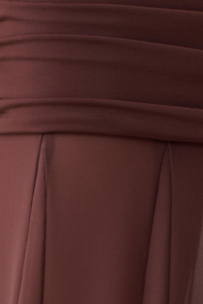 Jorja Draped Halter Slinky Maxikleid - Schokolade