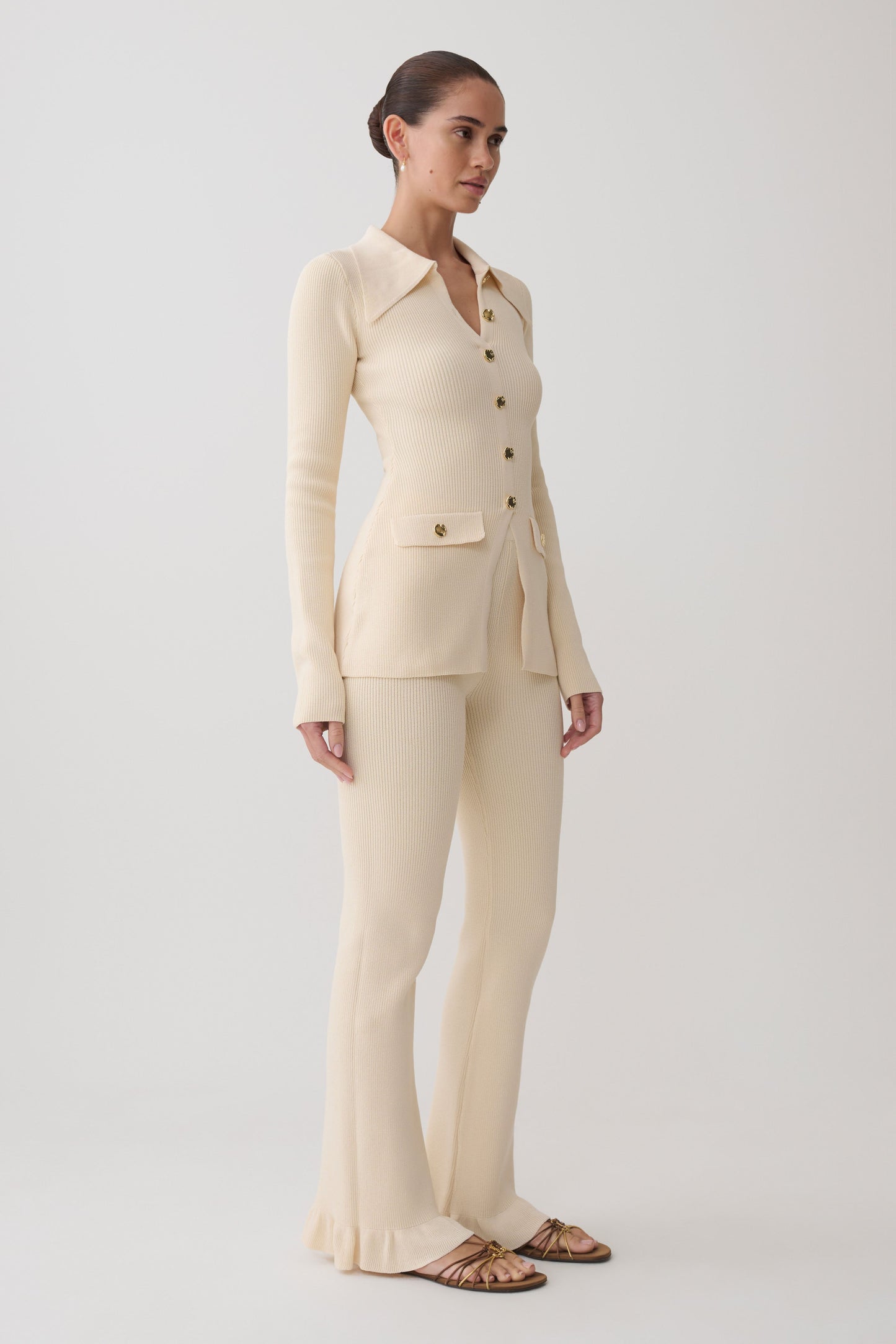 Suzie Ripp Longsleeve Longline Top - Elfenbein