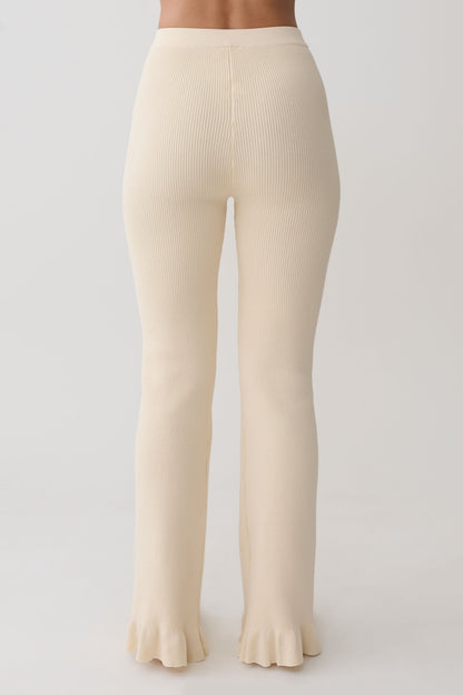 Suzie Rippene Flared Pants - Elfenbein
