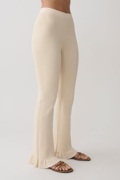 Suzie Rippene Flared Pants - Elfenbein
