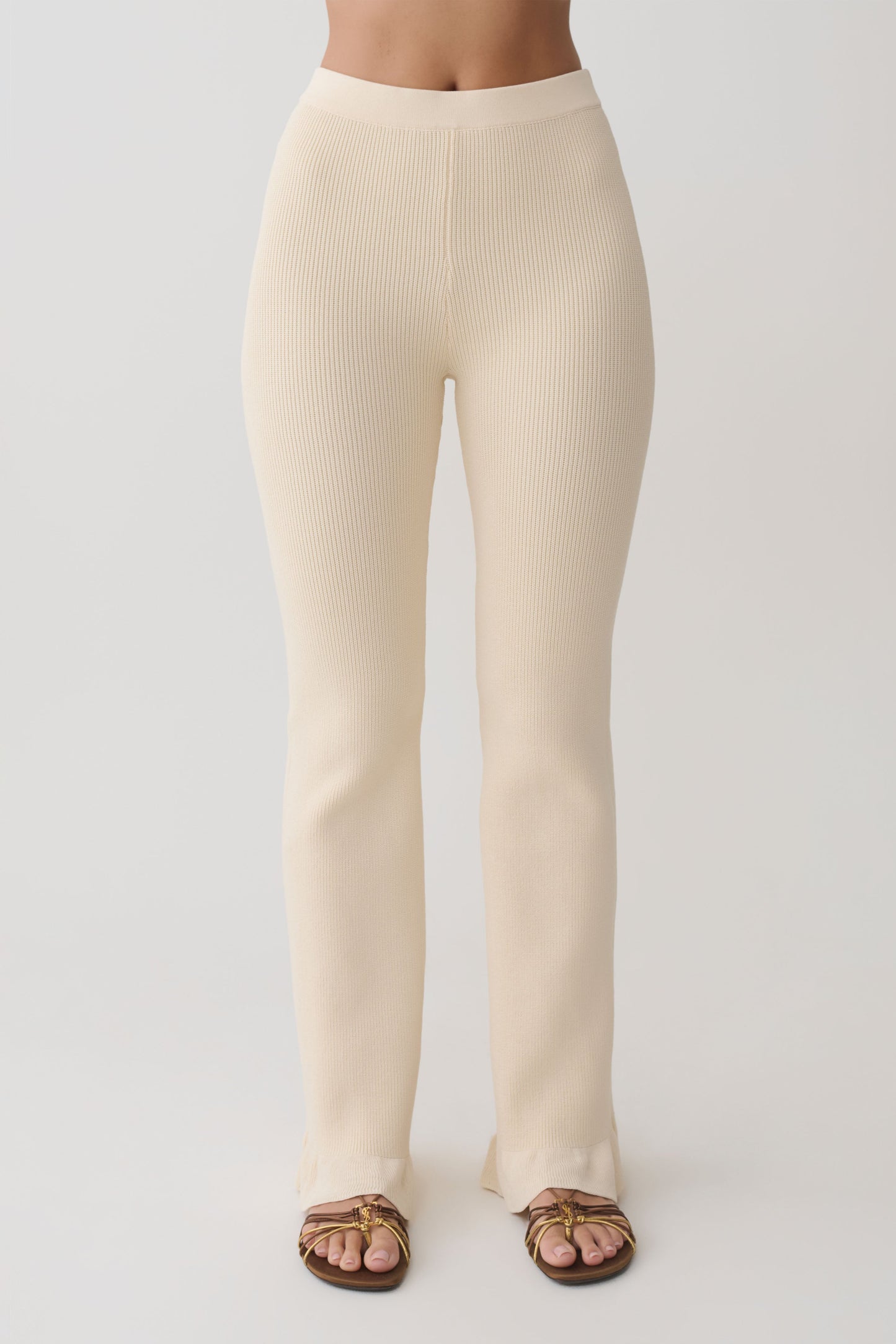 Suzie Rippene Flared Pants - Elfenbein