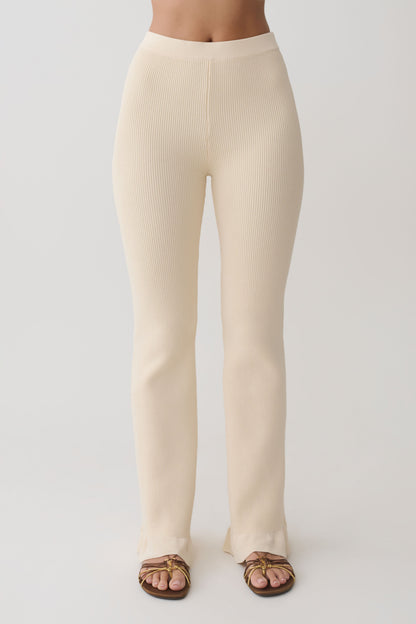 Suzie Rippene Flared Pants - Elfenbein