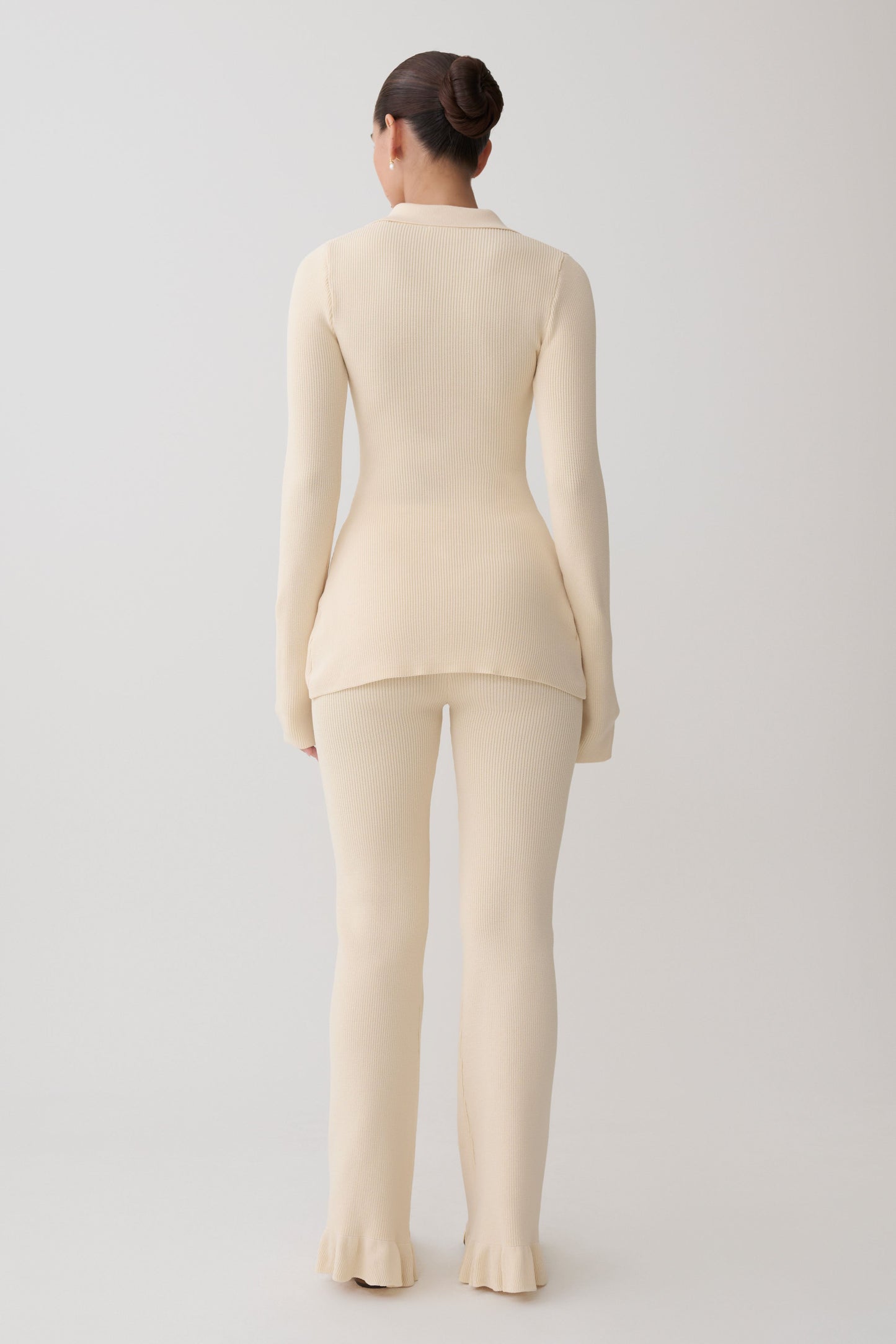 Suzie Ripp Longsleeve Longline Top - Elfenbein
