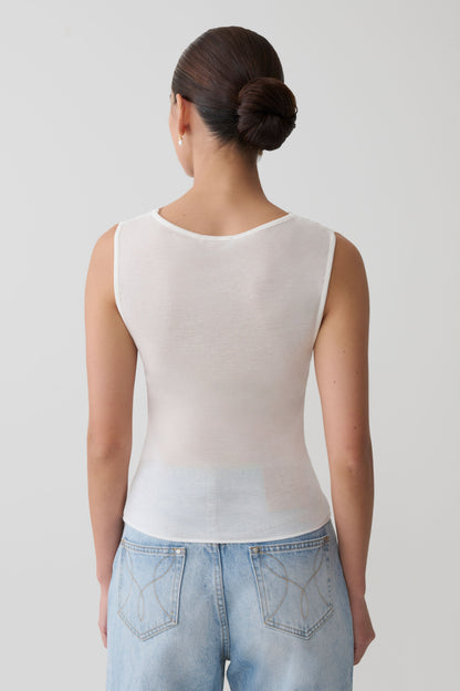 Ciaran Ärmelloses Transparentes Top - Elfenbein