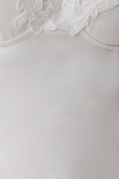 Emary Applique Denim Bustier Minikleid - Weiß