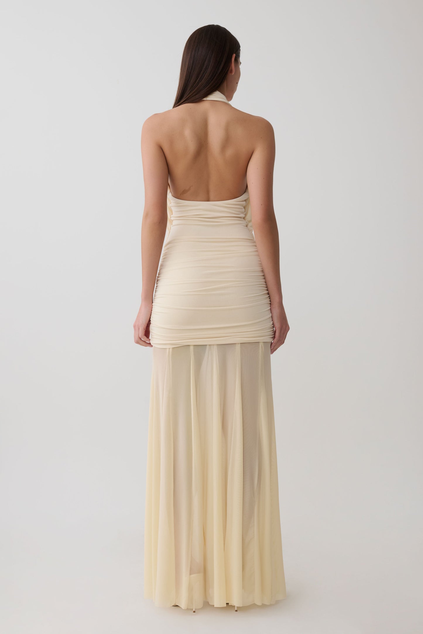 Jorja Draped Halter Slinky Maxikleid - Elfenbein