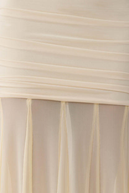Jorja Draped Halter Slinky Maxikleid - Elfenbein