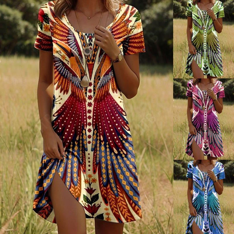 Isla™ – Kleid mit indisch inspiriertem Print und Rundhalsausschnitt